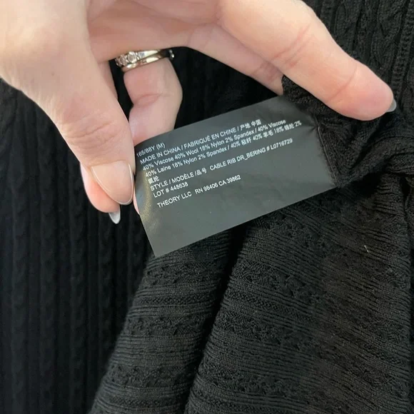 Theory Black Cable Knit Wool Blend Sleeveless Midi Dress - Picture 5 of 7